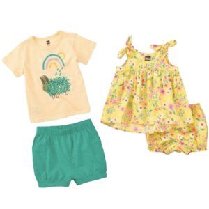 🌿Tea Bunny Tee, Bubble Pocket Shorts & Tie Shoulder Top Set [9-12M]🌿